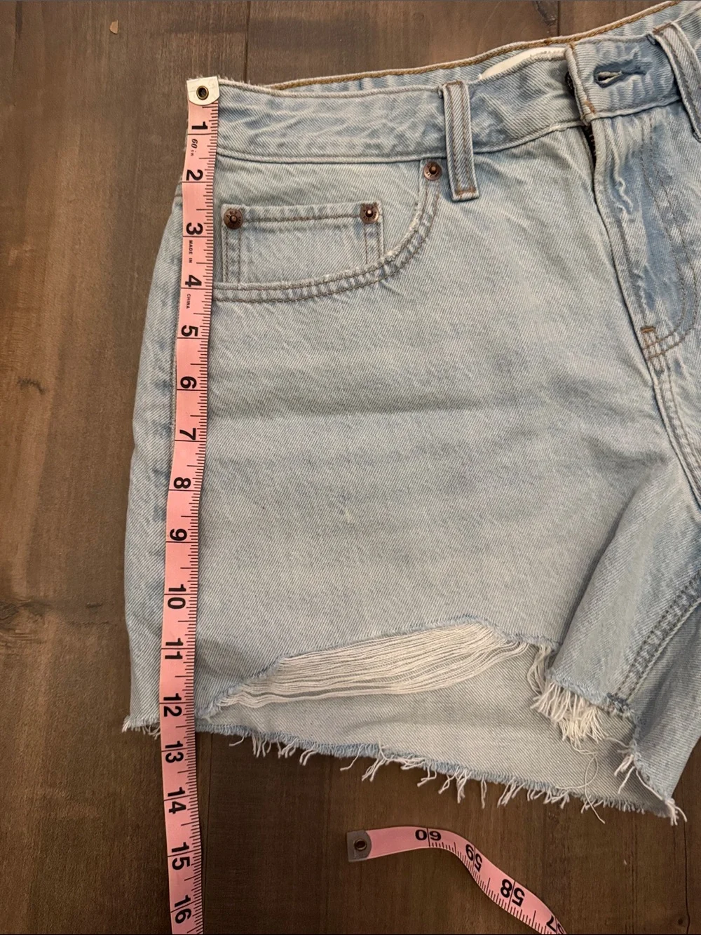 Abercrombie & Fitch Baggy Light Blue Distressed Denim Shorts